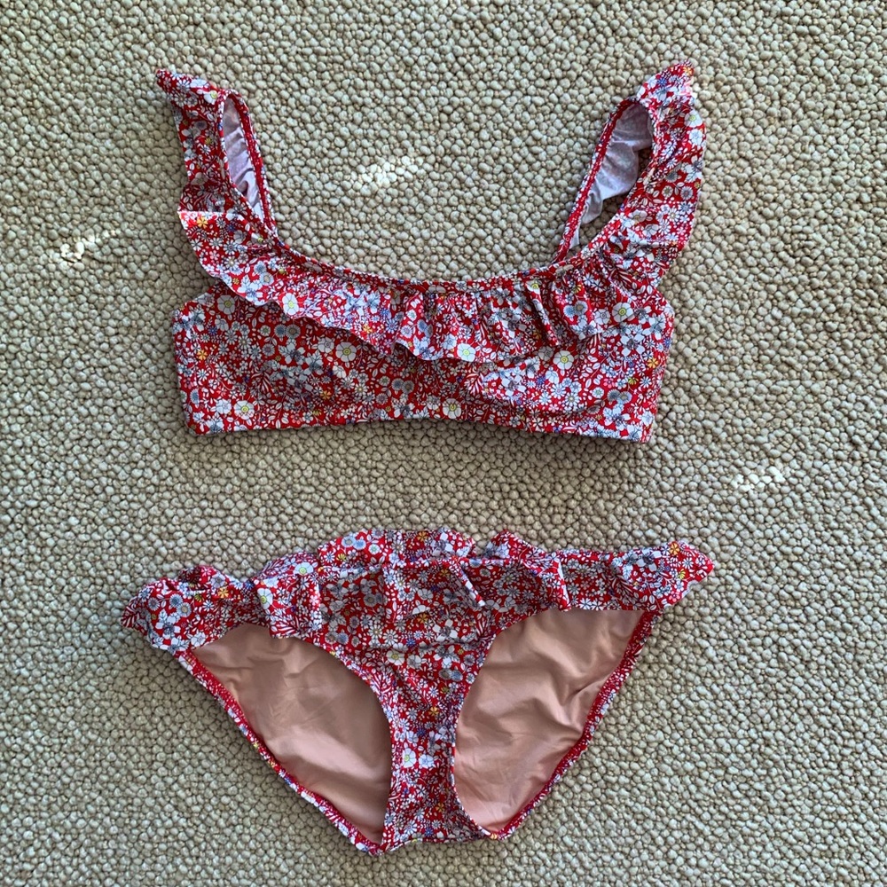J. Crew Red Floral Bikini Set, Size S